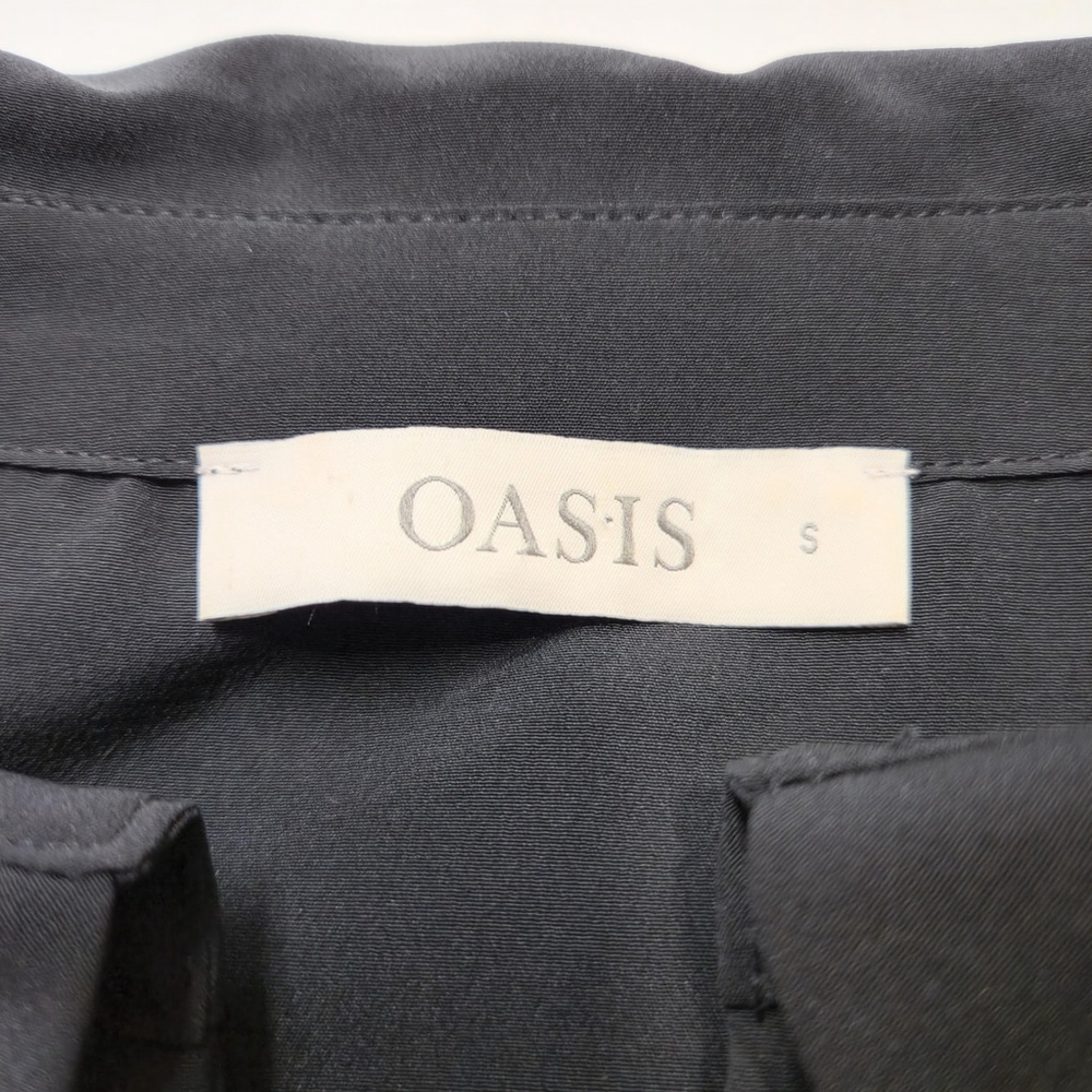 Oasis Animal Print Shirt Dress Black White Collared Long Sleeve S Chic Aesthetic - Picture 13 of 14